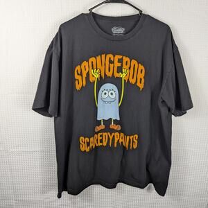 Spongebob ScaredyPants Halloween T-Shirt Men’s XL Black Nickelodeon Graphic Tee